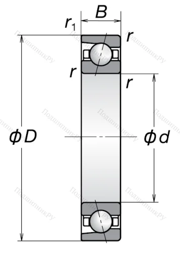 Однорядный шариковый подшипник 7006 AW от производителя  NSK