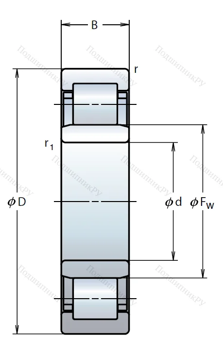 Роликовый цилиндрический подшипник NU 2216 W C 3