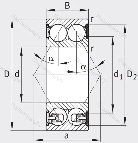 Двухрядный шариковый подшипник 3205 BD XL 2Z TVH от производителя  FAG