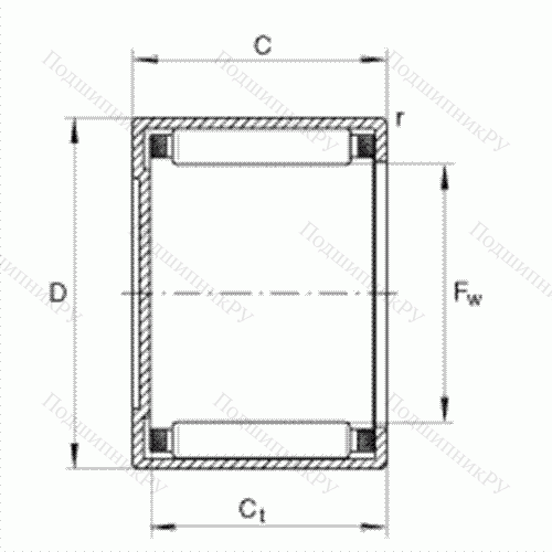 Подшипник роликовый игольчатый с одним наружным штампованным кольцом, закрытым с одной стороны BK 0810