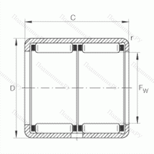 Подшипник роликовый игольчатый с одним наружным штампованным кольцом HK 1522-ZW