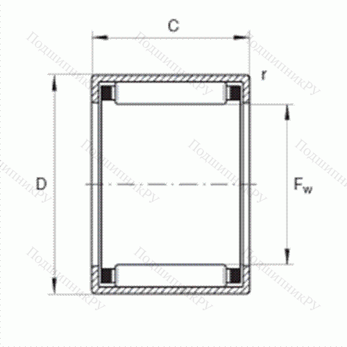 Подшипник роликовый игольчатый с одним наружным штампованным кольцом HK 1516