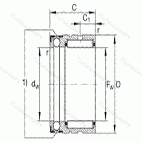 Шарикоподшипник упорный комбинированный с игольчатыми роликами NX 10