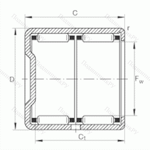 Подшипник роликовый игольчатый с одним наружным штампованным кольцом, закрытым с одной стороны BK 1622-ZW
