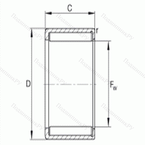 Подшипник роликовый игольчатый с одним наружным штампованным кольцом HN 1210