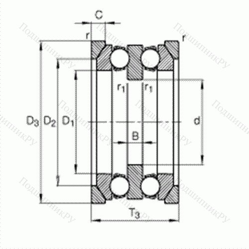 Подшипник шариковый упорный 54316 + U 316